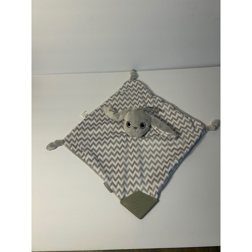 BooginHead Bunny Lovie Security Blanket Grey Chevron Teether Plush Rabbit